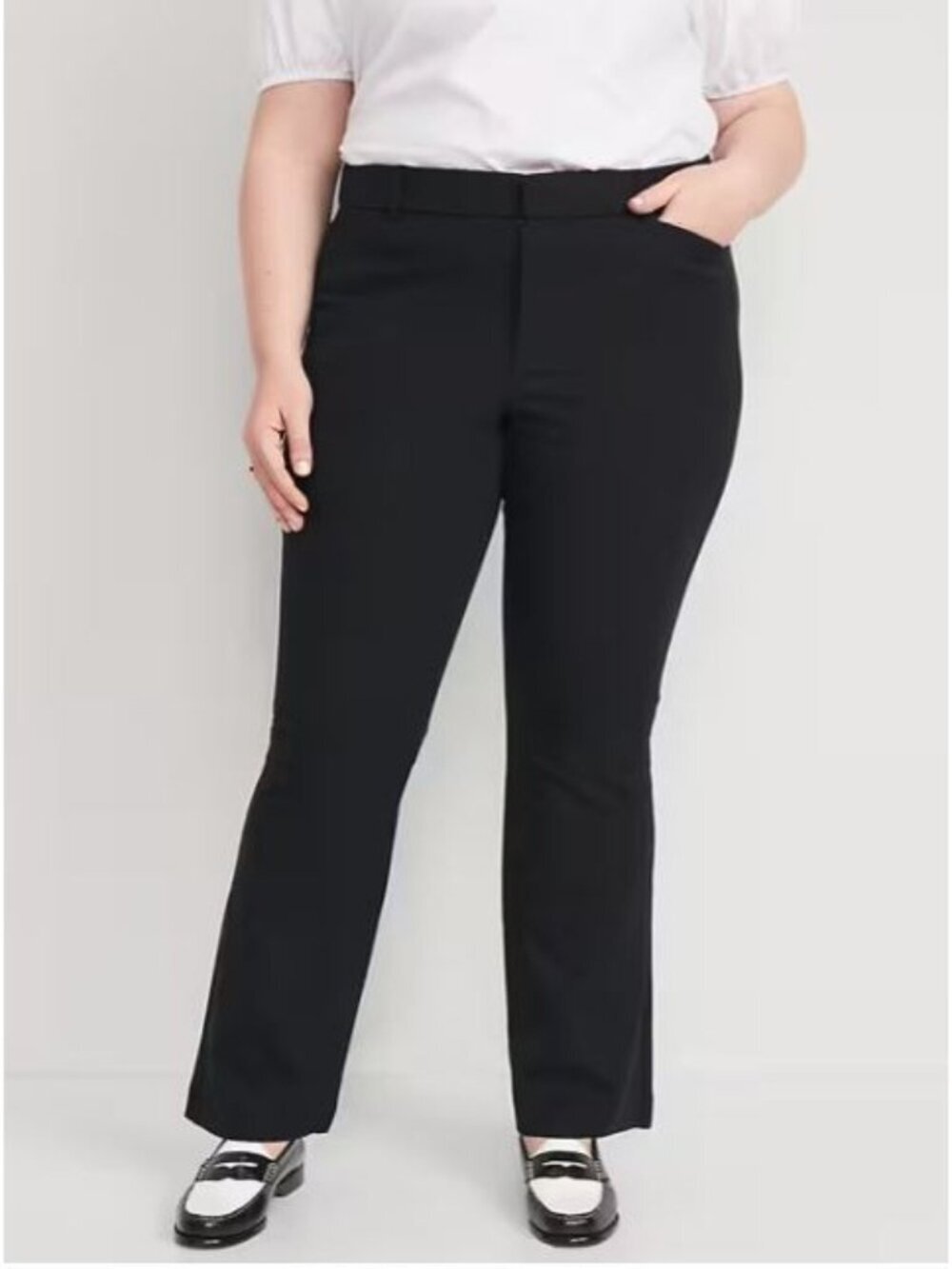 Old Navy Pants Womens 24 Black High Waisted Pixie Flare Stretchy Work Career